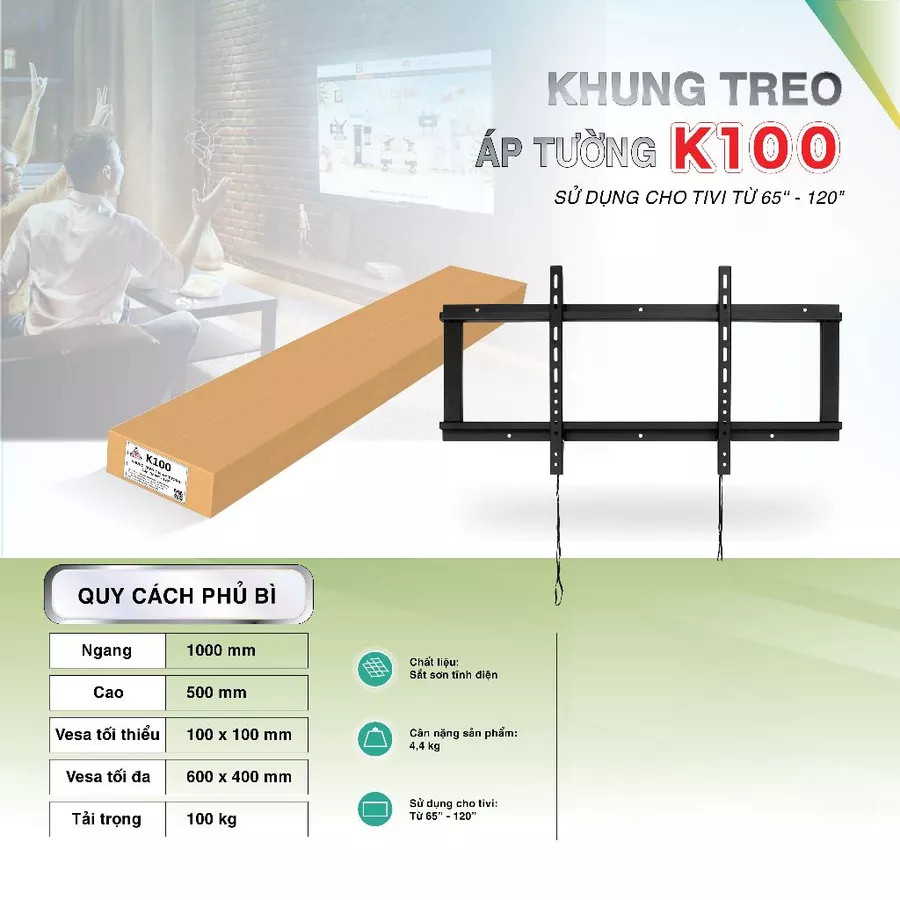 Khung treo áp tường cho tivi từ 65-100 inch Chánh Phát K100 