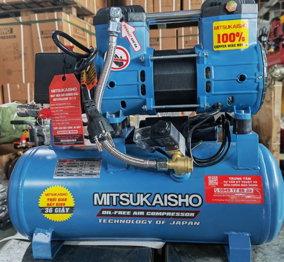 Máy nén khí không dầu 12L 1.5HP Mitsukaisho 12-1.5