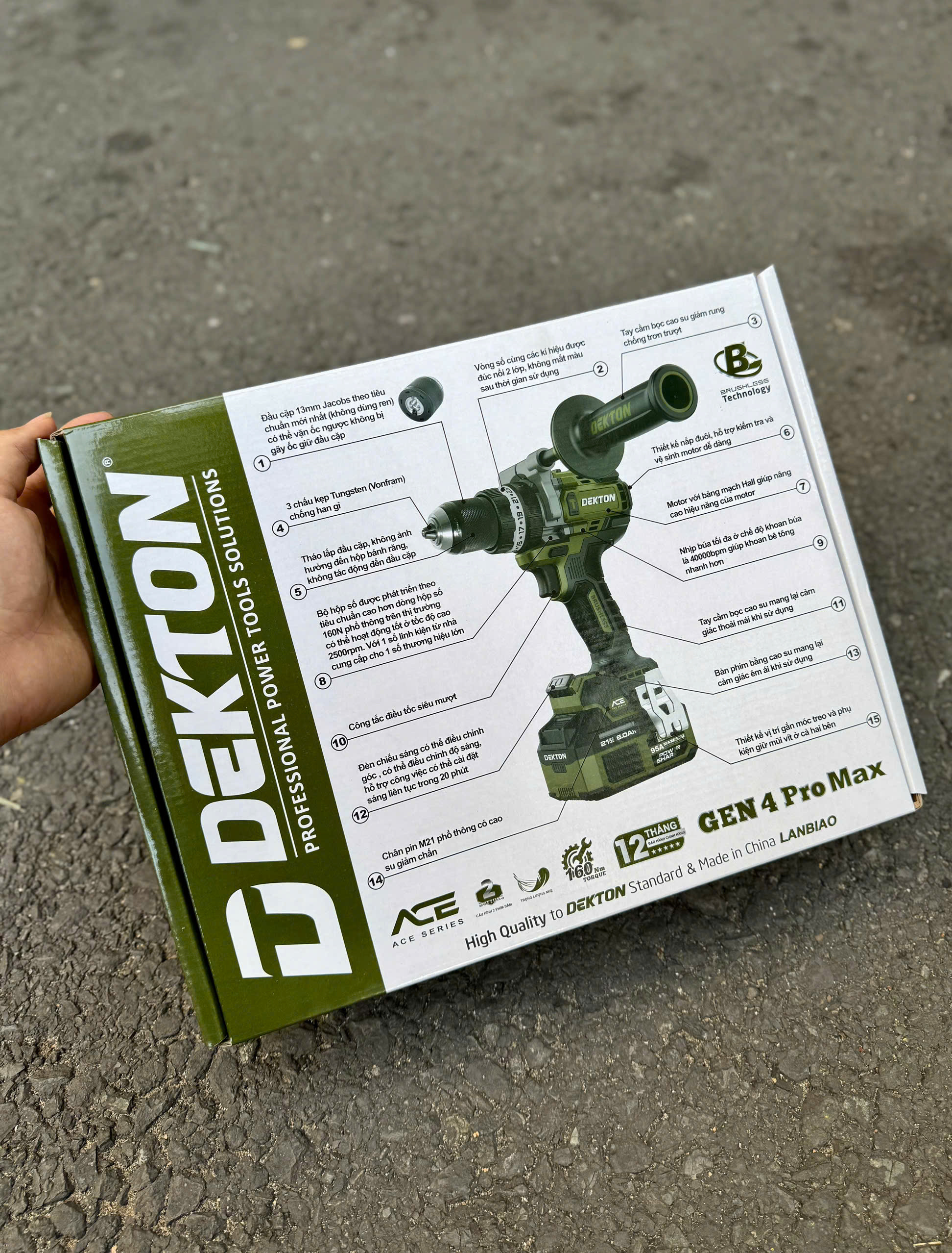 Máy khoan pin 21V Dekton M21-ID13160PROMAX – 3 chế độ, chống lật cổ tay