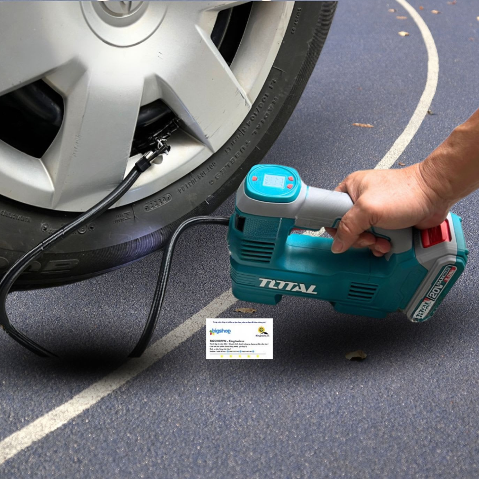 Máy bơm hơi dùng pin 20V hoặc dùng tẩu TOTAL TACLI2012 (Áp suất 160 PSI)