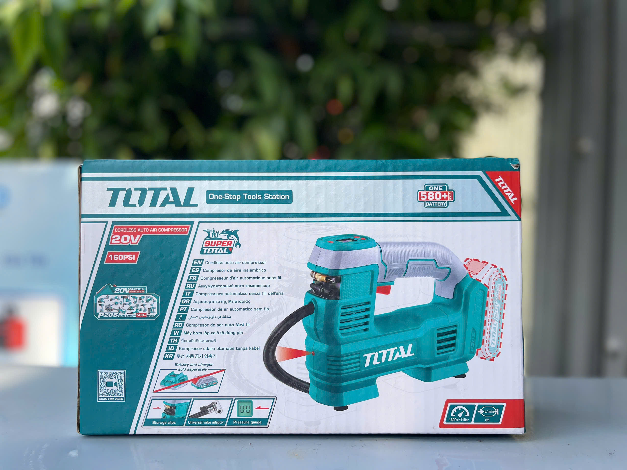 Máy Bơm Hơi Dùng Pin 20V  hoặc dùng tẩu Total TACLI2012, 160 PSI