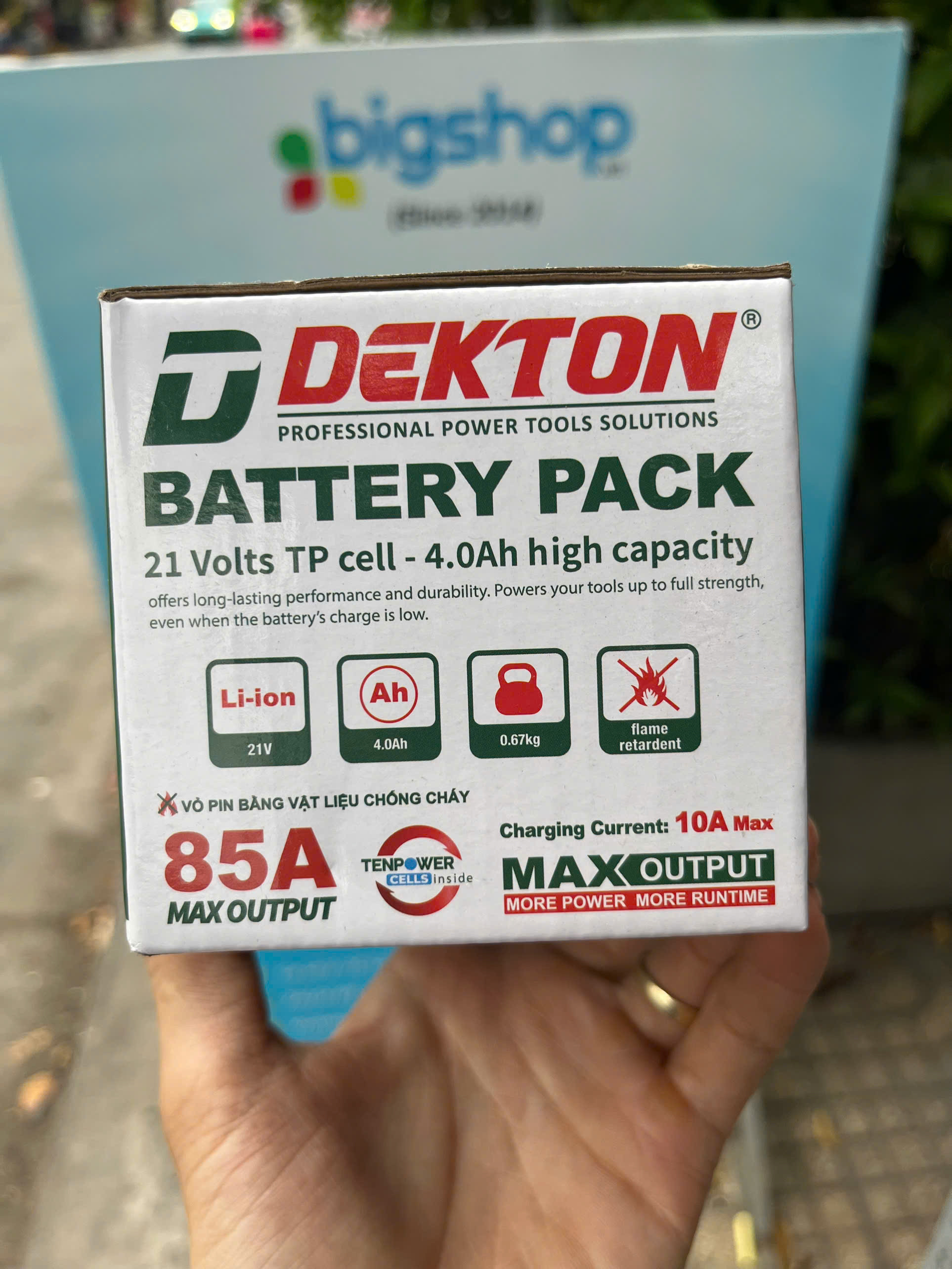 Pin 21V-4.0AH- DEKTON vỏ chống cháy, dòng xả cao - M21-B4015PLUS, 85A