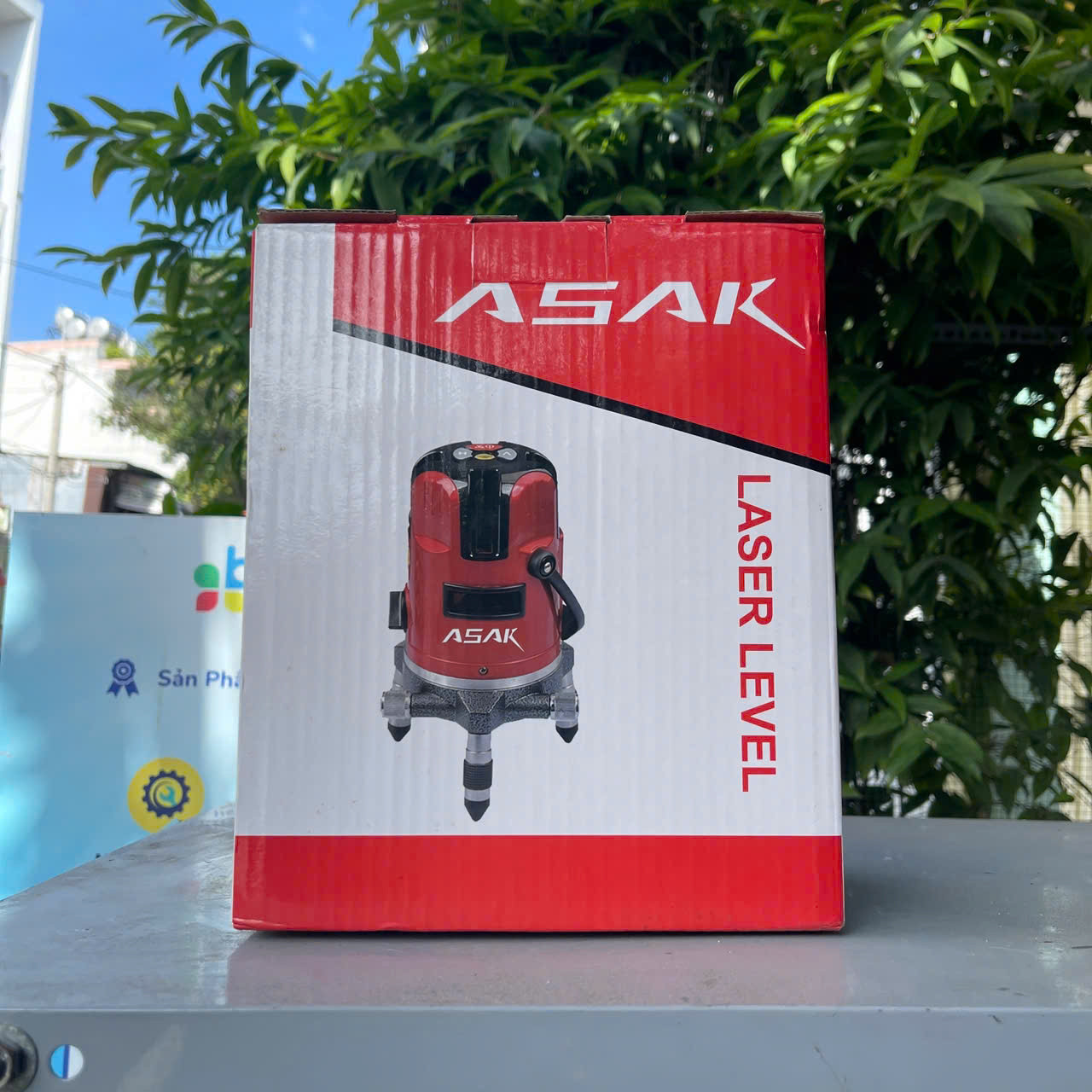 Máy cân mực laser 5 tia đỏ ASAK BL5002, tặng kèm chân