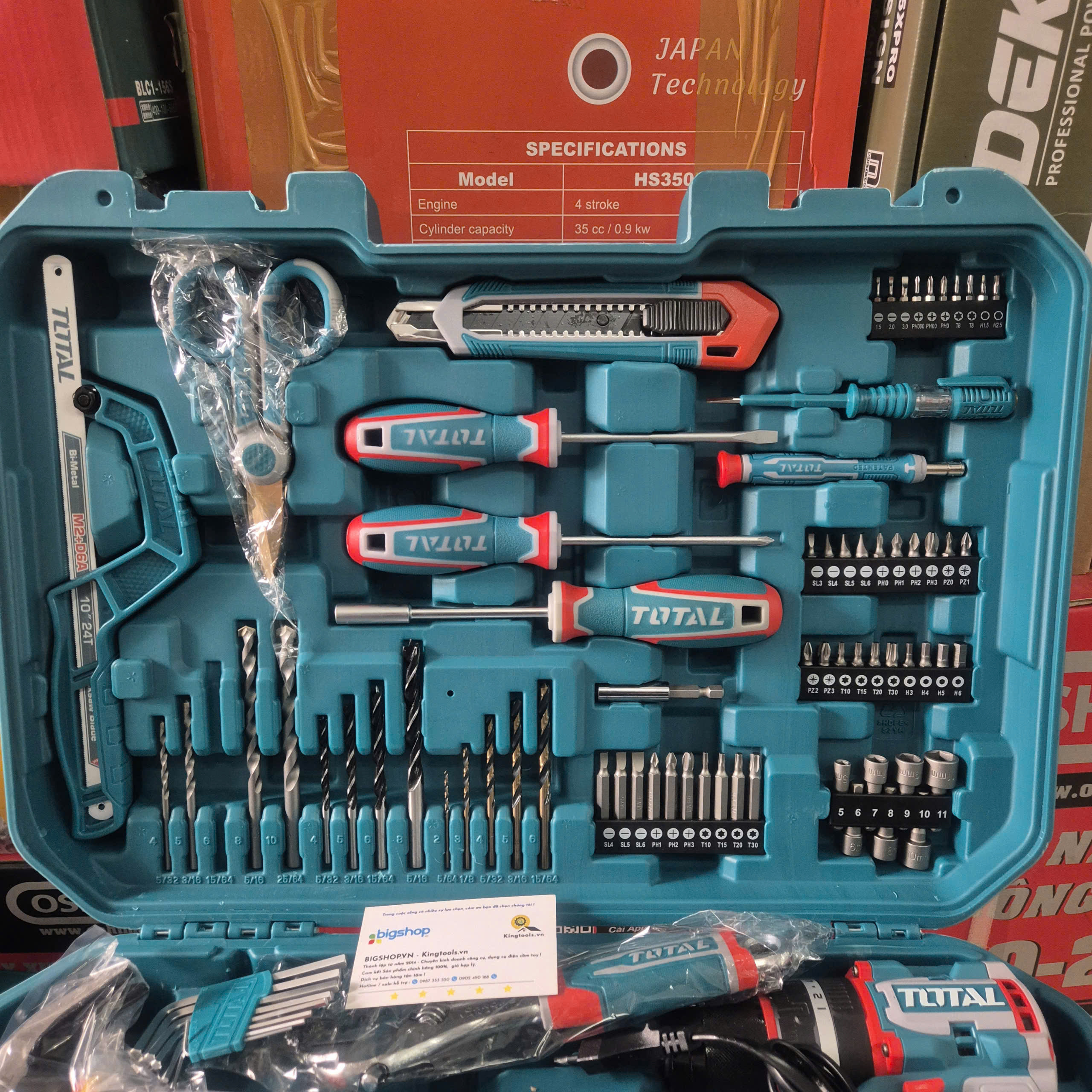 Bộ máy khoan búa pin 165 món TOTAL THKTHP11652 (Kèm máy khoan búa 66Nm TIDLI20668, 1 pin 2.0Ah và sạc)