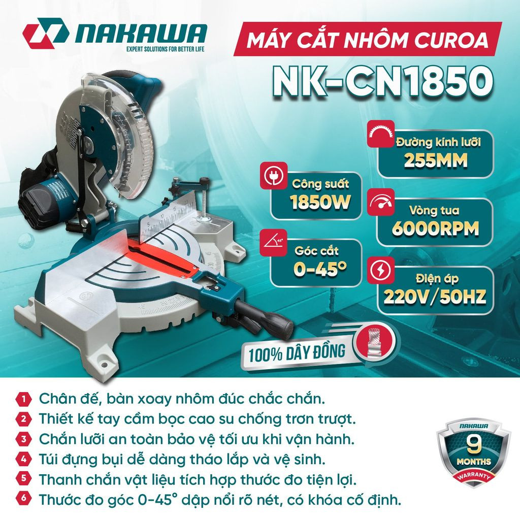 Máy cắt nhôm curoa 1850W NAKAWA NK-CN1850