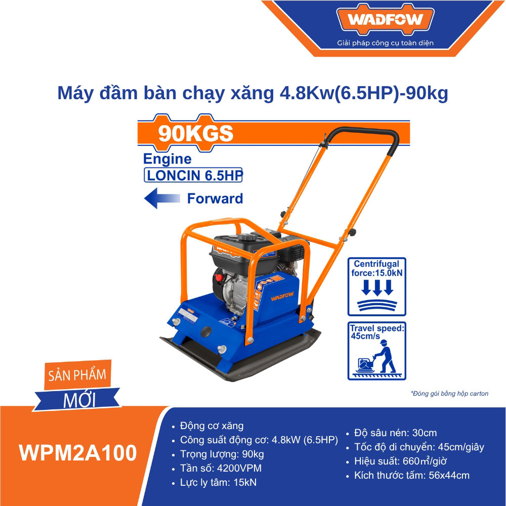 Máy đầm bàn chạy xăng 4.8Kw(6.5Hp) 90kg WADFOW WPM2A100 