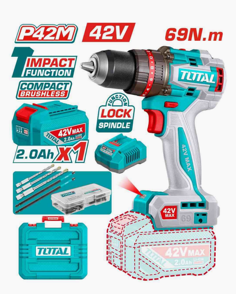 Máy khoan búa dùng pin 42V TOTAL TIDLI426981
