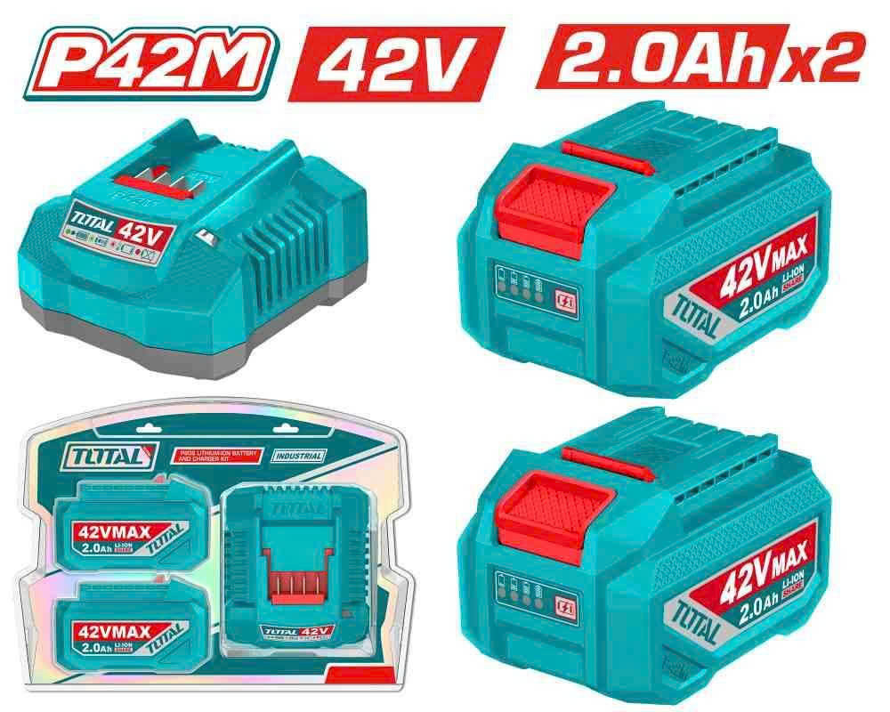 Combo 2 Pin Lithium 42V 2.0Ah + 1 Sạc TOTAL TFBLI42201