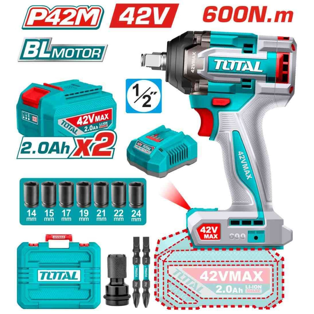 Máy siết bulong dùng pin 42V TOTAL TIWLI42602