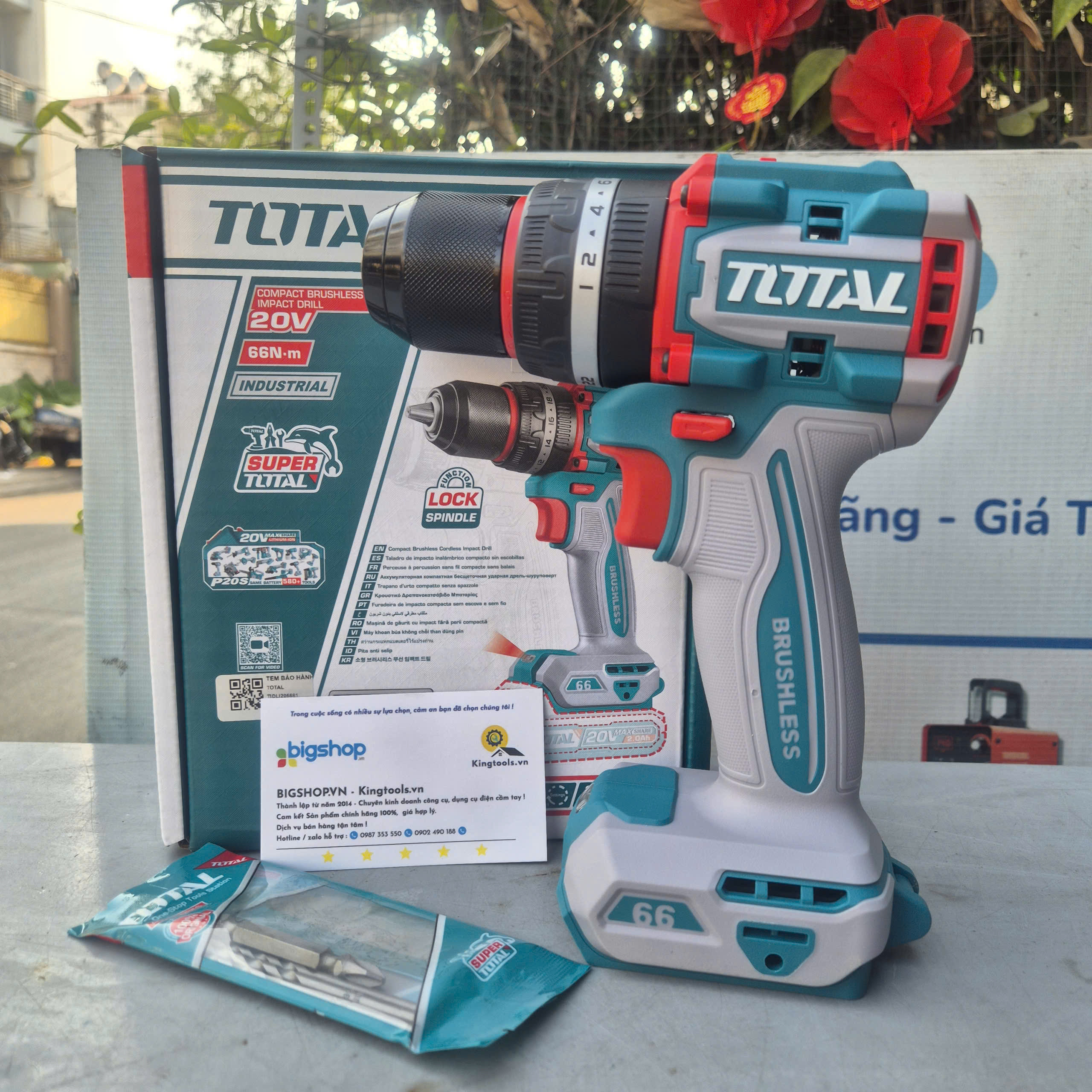 Máy khoan búa không chổi than dùng pin 20V TOTAL TIDLI206681 (Thân máy)