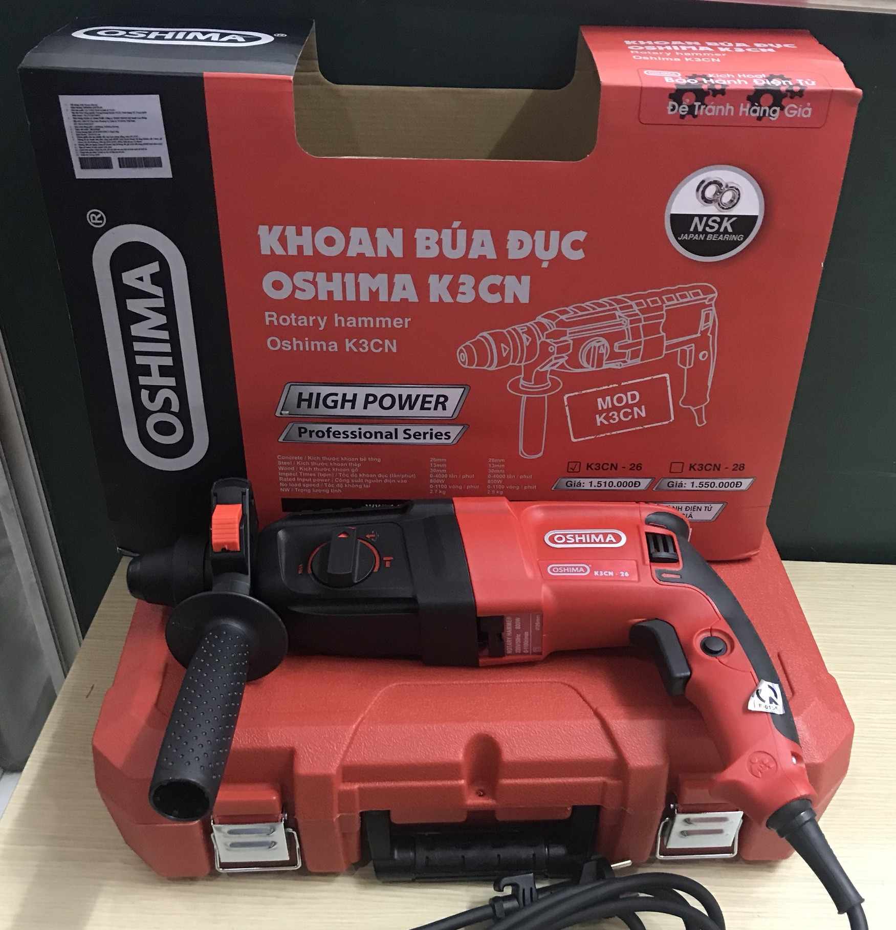 Máy Khoan Đục 3 Chức Năng 800W Oshima K3CN-26