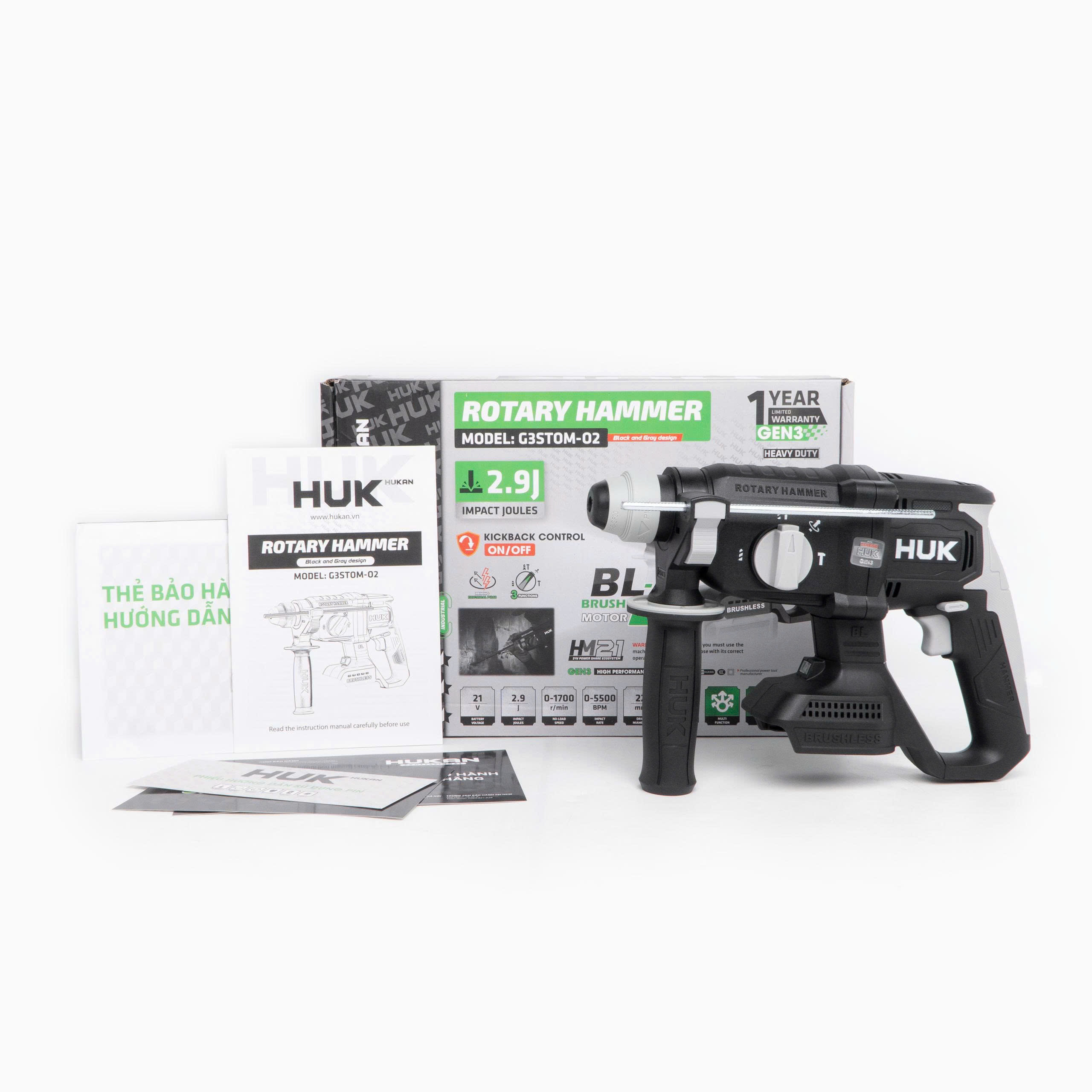 Máy Khoan Bê Tông Dùng Pin 21V HUKAN G3STOM-O2