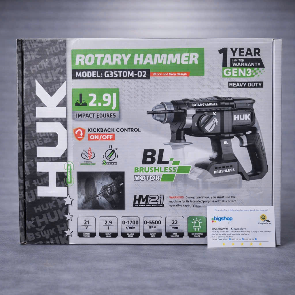 Máy Khoan Đục Bê Tông Pin 21V HUKAN G3STOM-02 (GEN 3, 2.9J)