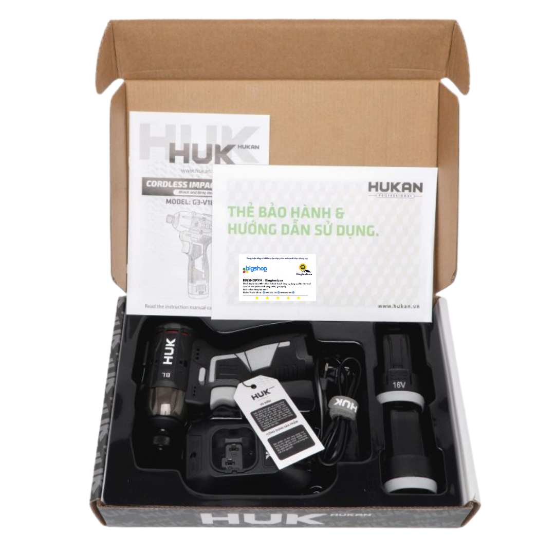 Máy chuyên vít dùng pin 16V HUKAN G3-V180LUX (GEN 3, 180Nm)