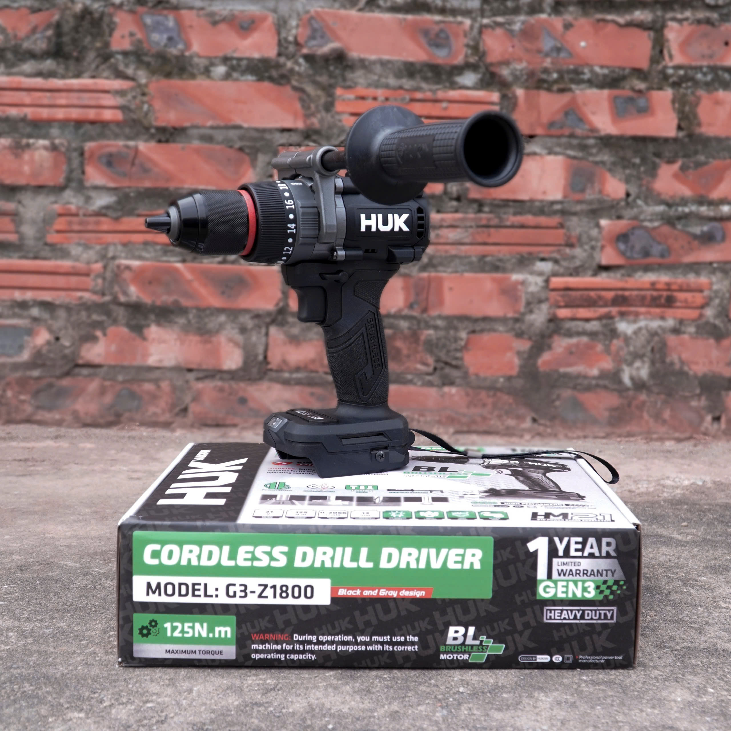 Thân máy khoan dùng pin 21V, 3 chức năng 13mm HUKAN G3-Z1800