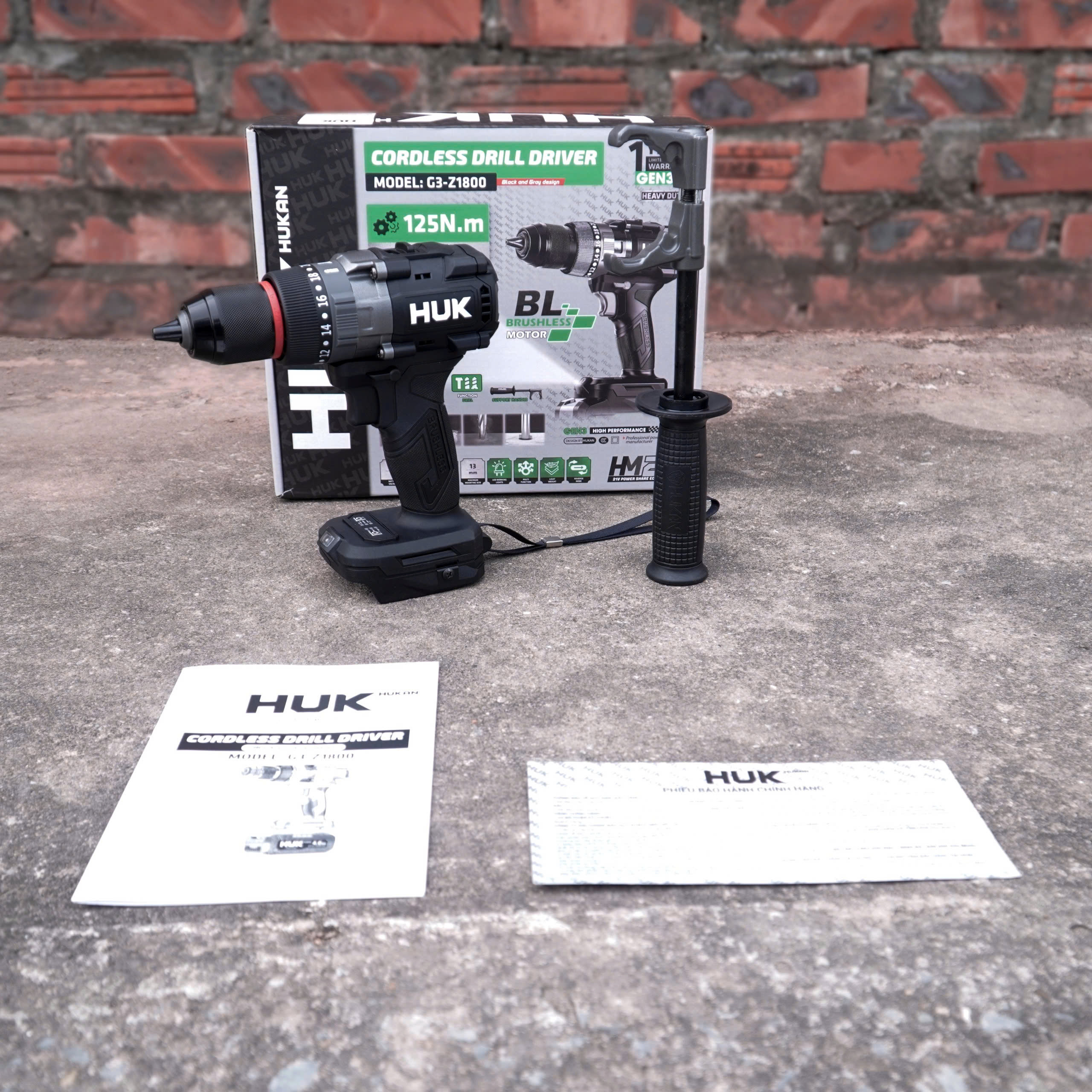 Thân máy khoan dùng pin 21V, 3 chức năng 13mm HUKAN G3-Z1800