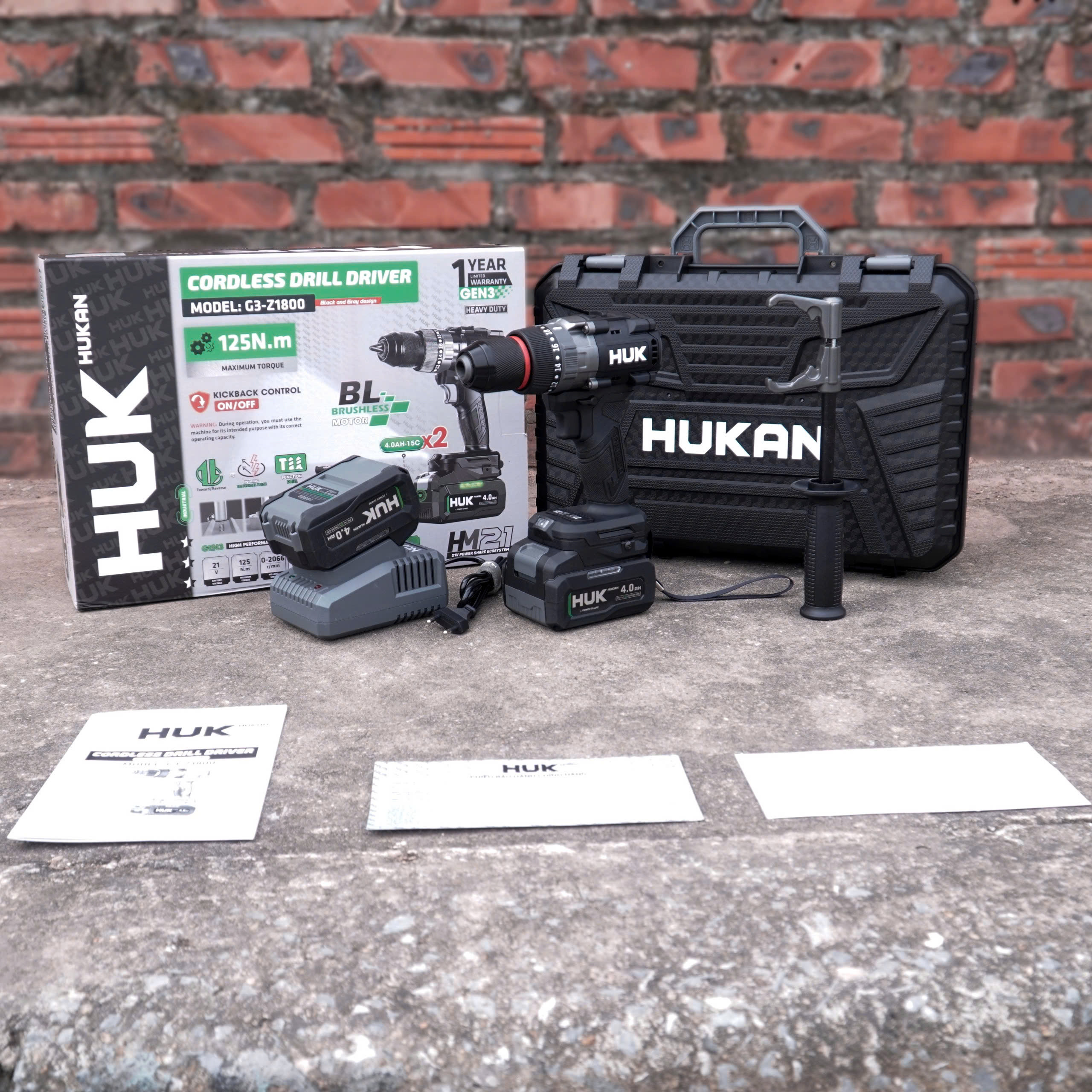 Máy khoan dùng pin 21V, 3 chức năng 13mm HUKAN G3-Z1800