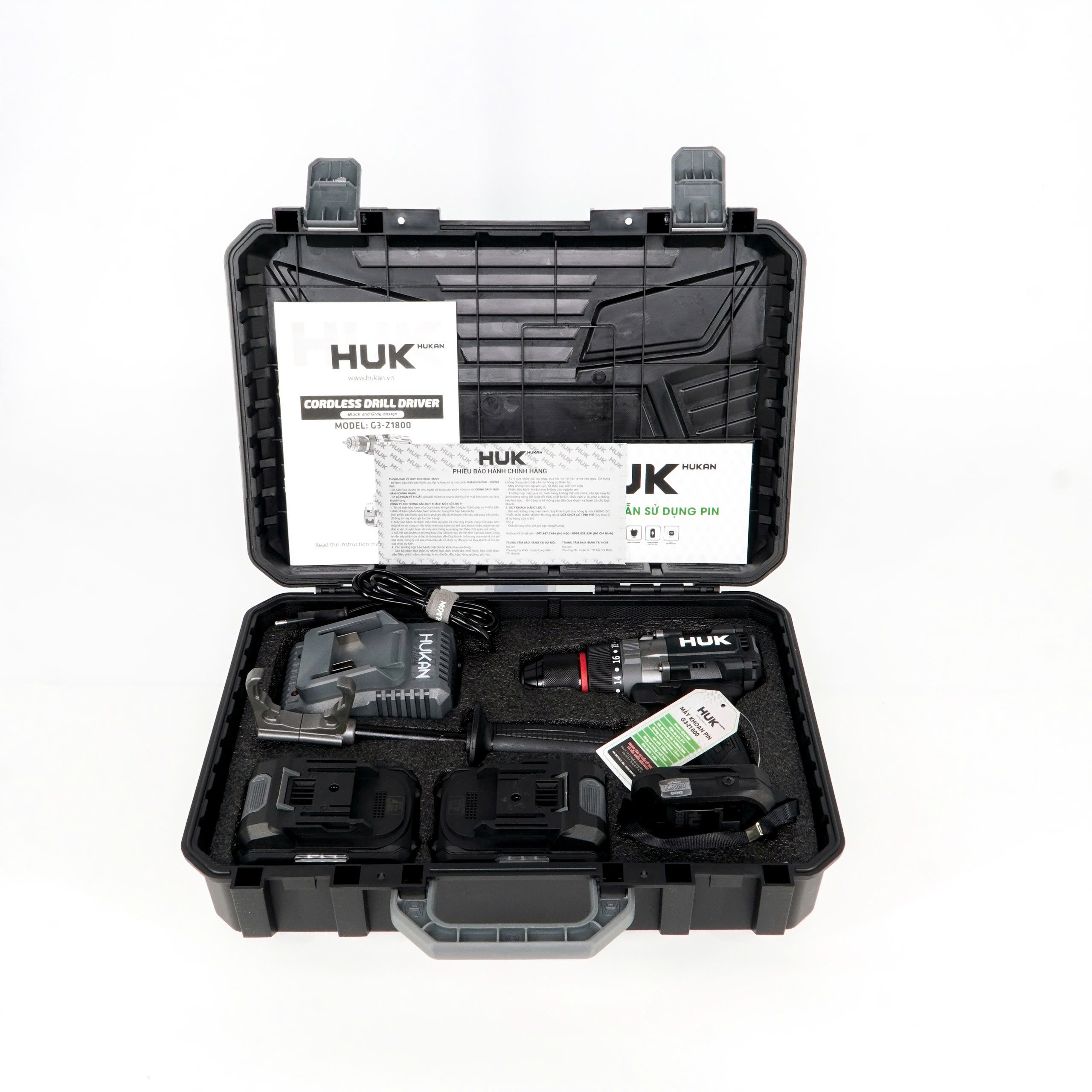 Máy khoan dùng pin 21V, 3 chức năng 13mm HUKAN G3-Z1800