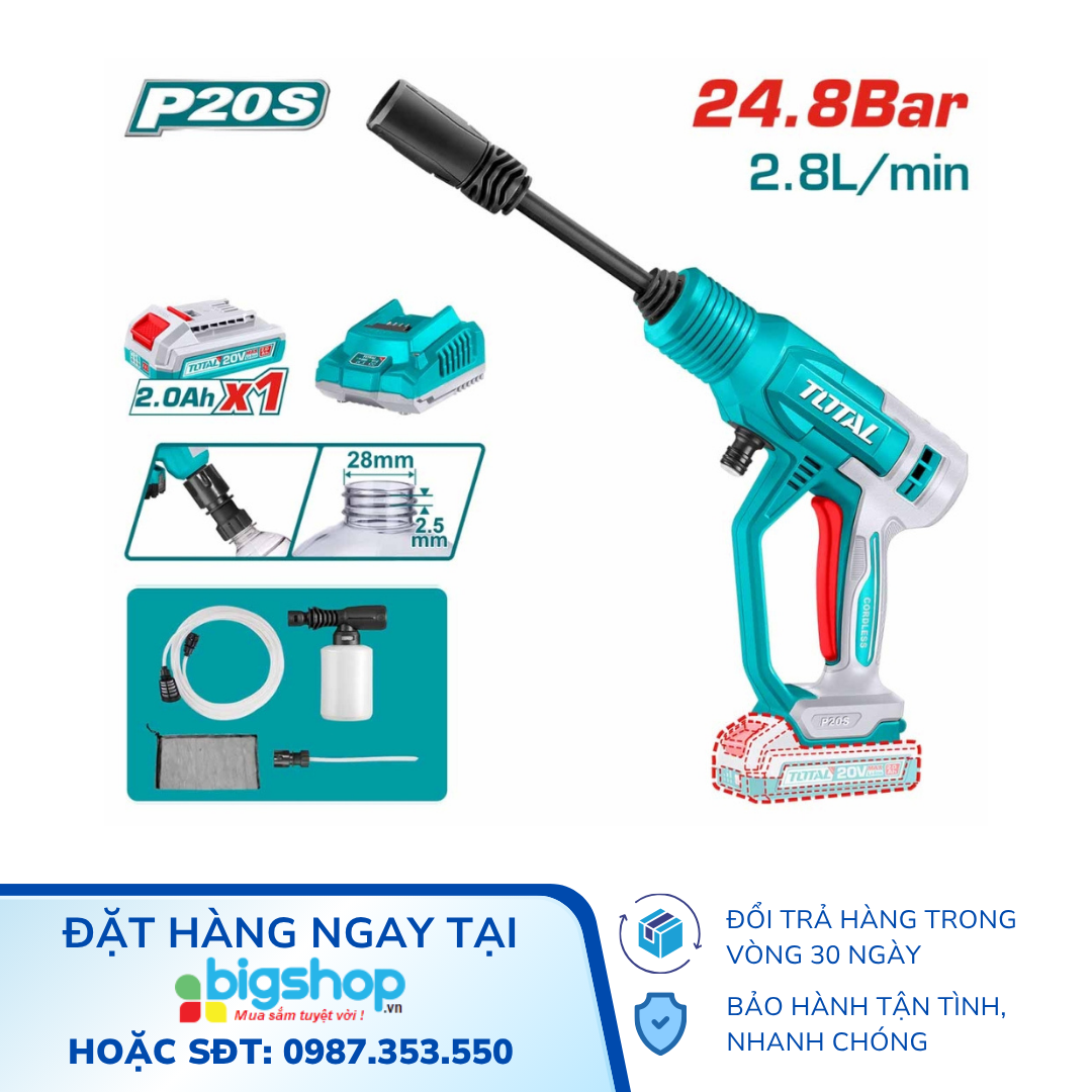 Máy rửa xe dùng pin 20V TOTAL TPWLI20362