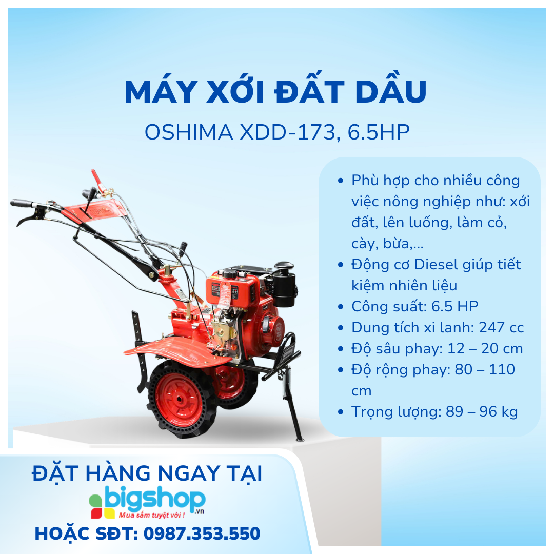 MÁY XỚI ĐẤT DẦU OSHIMA XDD-173,  6.5HP
