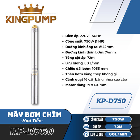 Máy bơm chìm hỏa tiễn 750W KINGPUMP KP-D750 