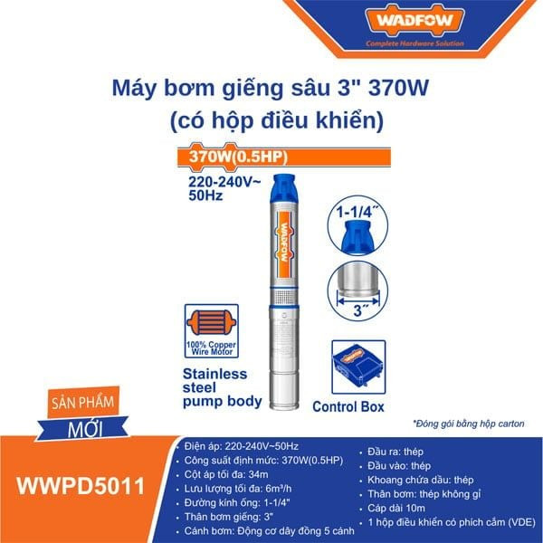MÁY BƠM GIẾNG SÂU 3 INCH 370W- WADFOW- WWPD5011