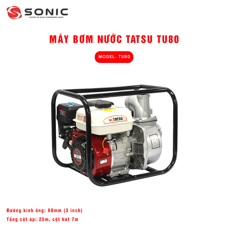 Máy bơm nước 6.5HP 3 inch Tatsu TU-80 