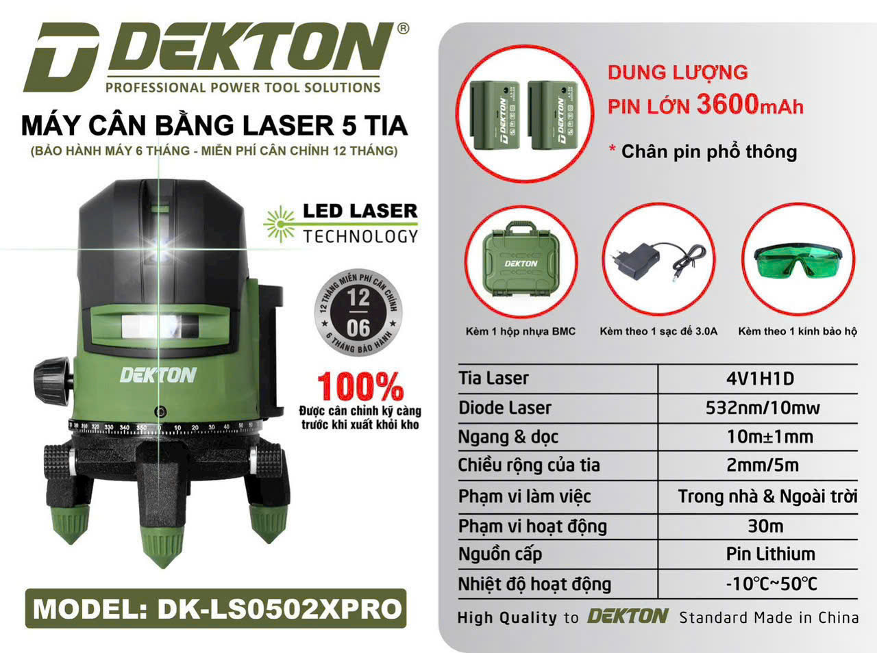 Máy cân mực laser 5 tia xanh DEKTON DK-LS0502XPRO