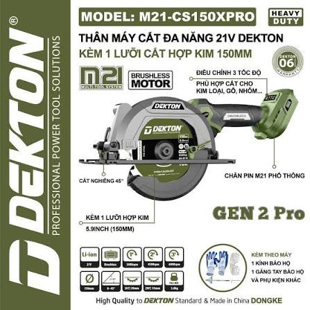 Máy Cắt Đa Năng Dùng Pin Dekton M21-CS150XPRO , CX150PRO  Tặng kèm 1 đĩa cưa gỗ 150mm