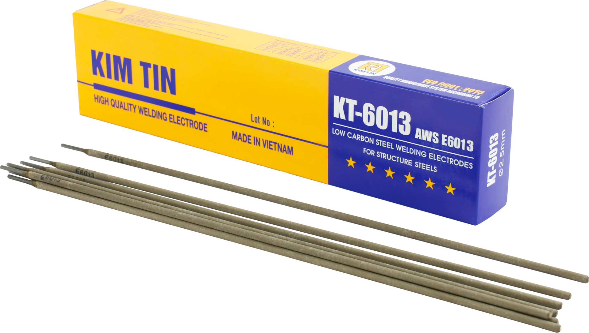Que hàn sắt Kim Tín KT-6013 ( 5Kg/bỏ, 20kg/ thùng) size 2.5 -5.0mm