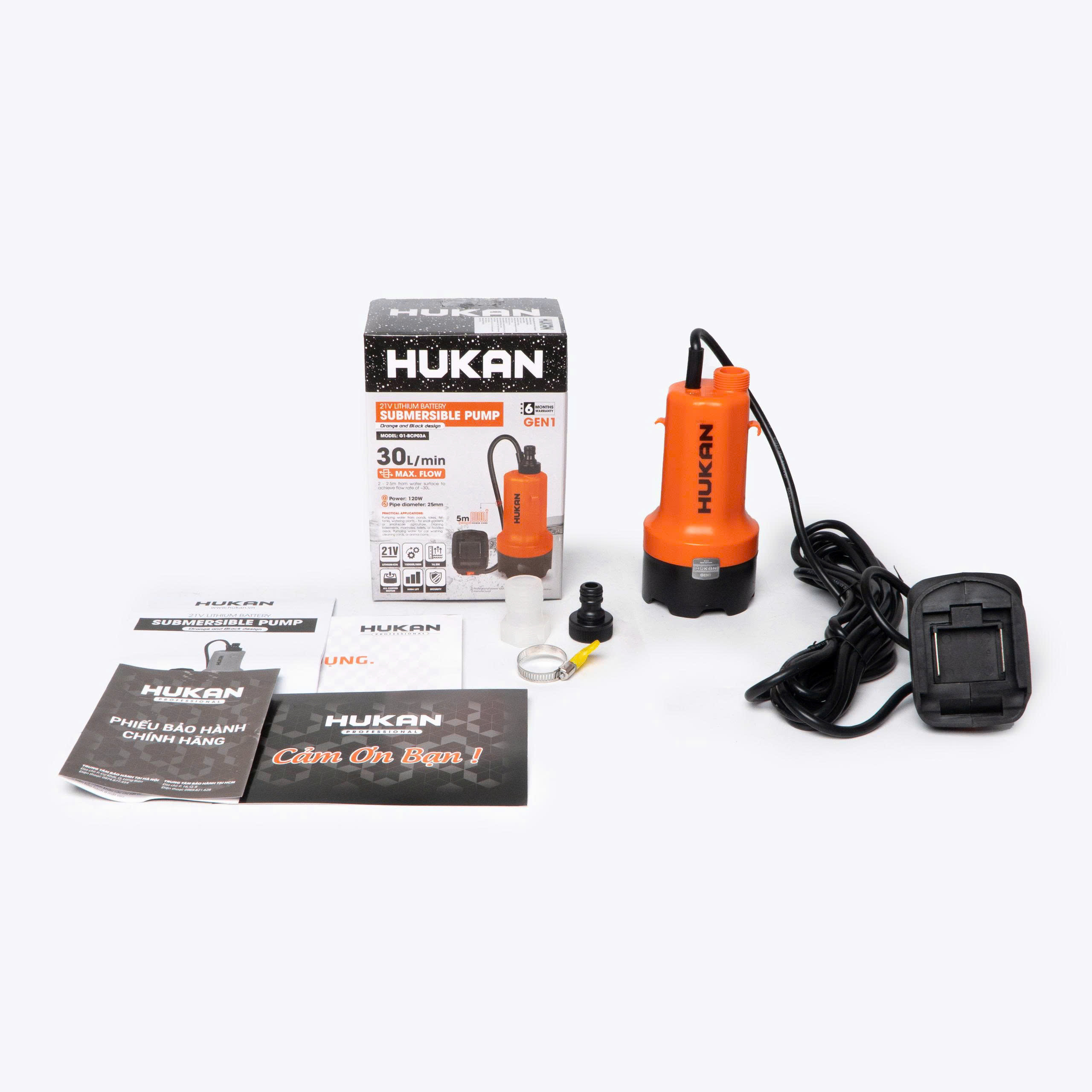 Máy bơm chìm pin 21V 30L/phút HUKAN G1-BCP03A
