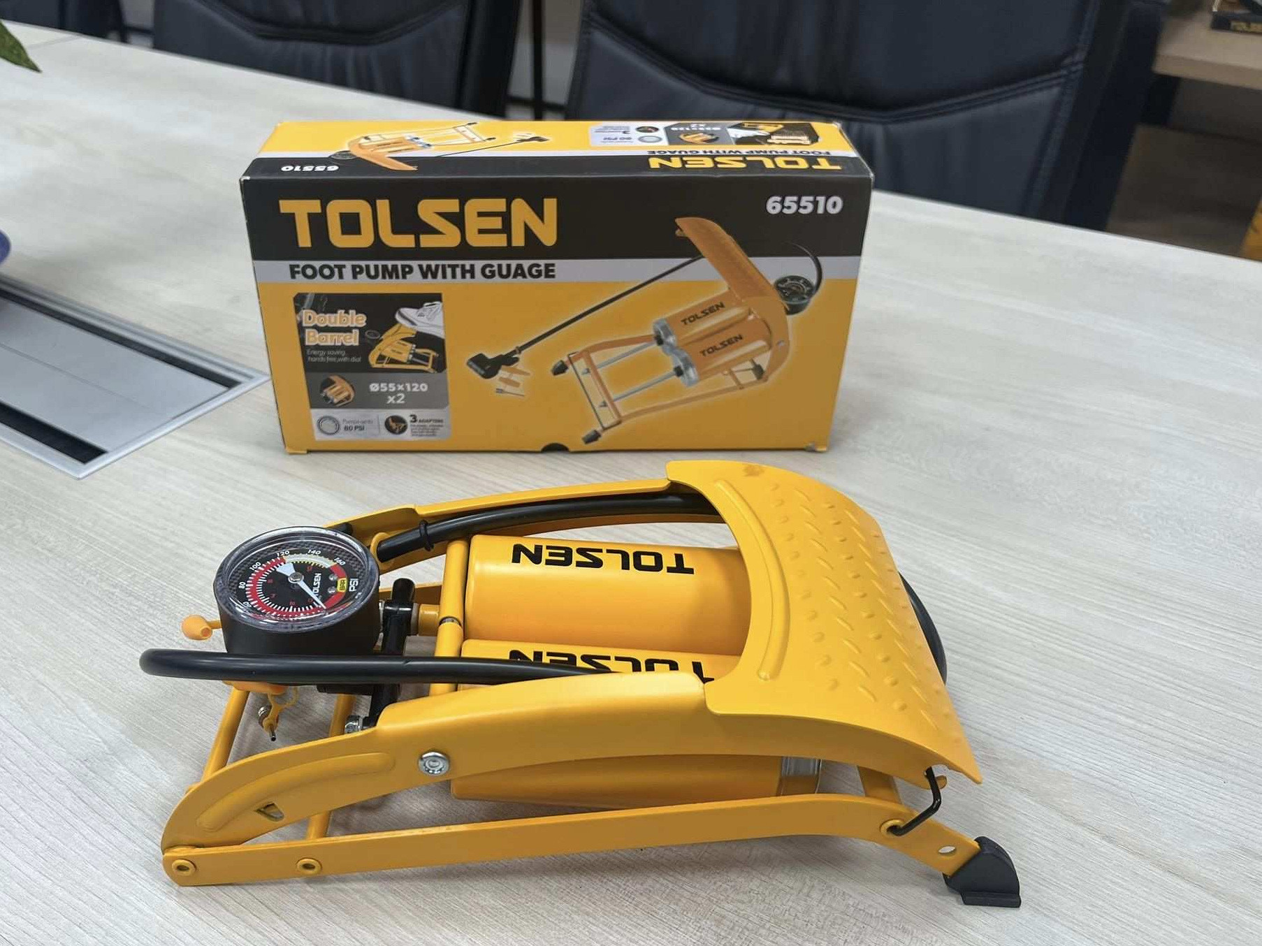 Bơm đạp 2 ống 55×120mm TOLSEN 65510
