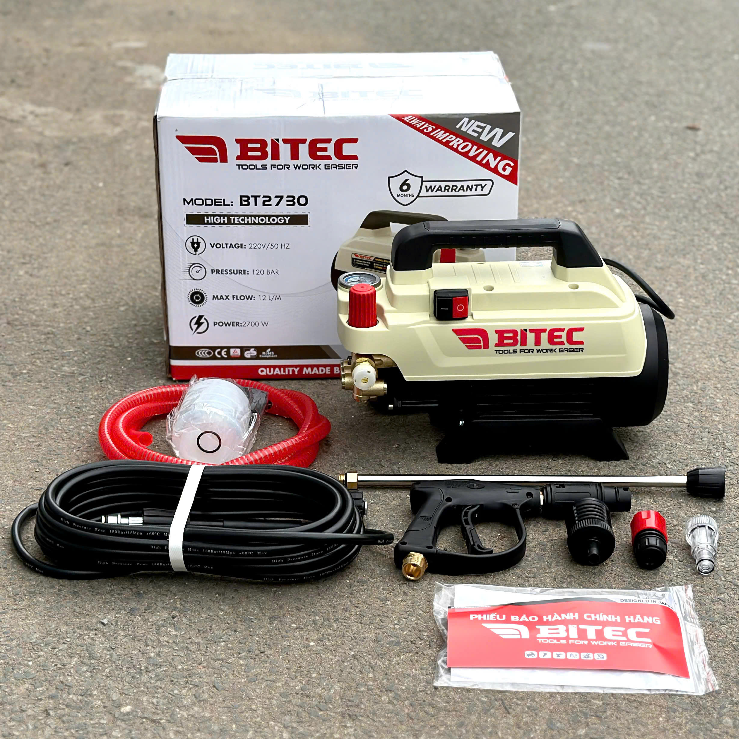 Máy Xịt Rửa BITEC-BT2730-2700W, có chỉnh áp