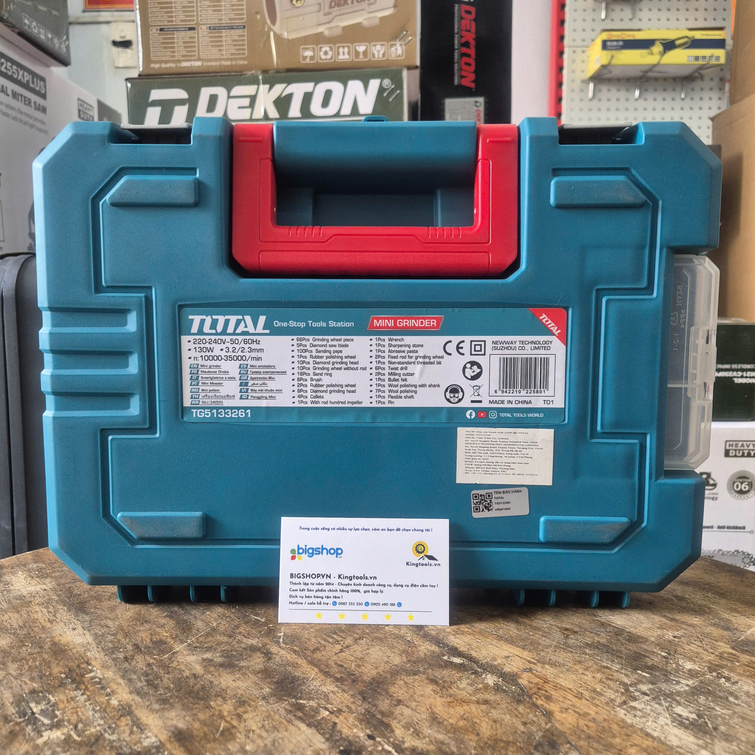 Bộ Máy Mài Khuôn Mini 130W Total TG5133261 – Kèm 251 Phụ Kiện & Trục Linh Hoạt