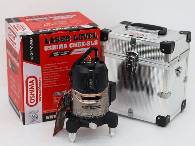 Máy Cân Mực Laser Oshima CM5X-2LS | 5 Tia Xanh, Sai Số ±1mm/5m