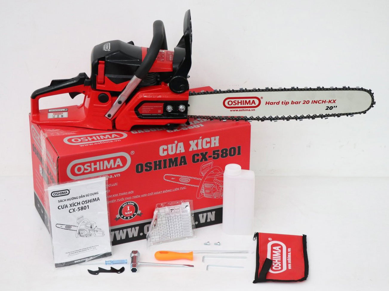 Máy cưa xích 2 thì Oshima CX-5801 – 58cc, 2400W, lam 50cm