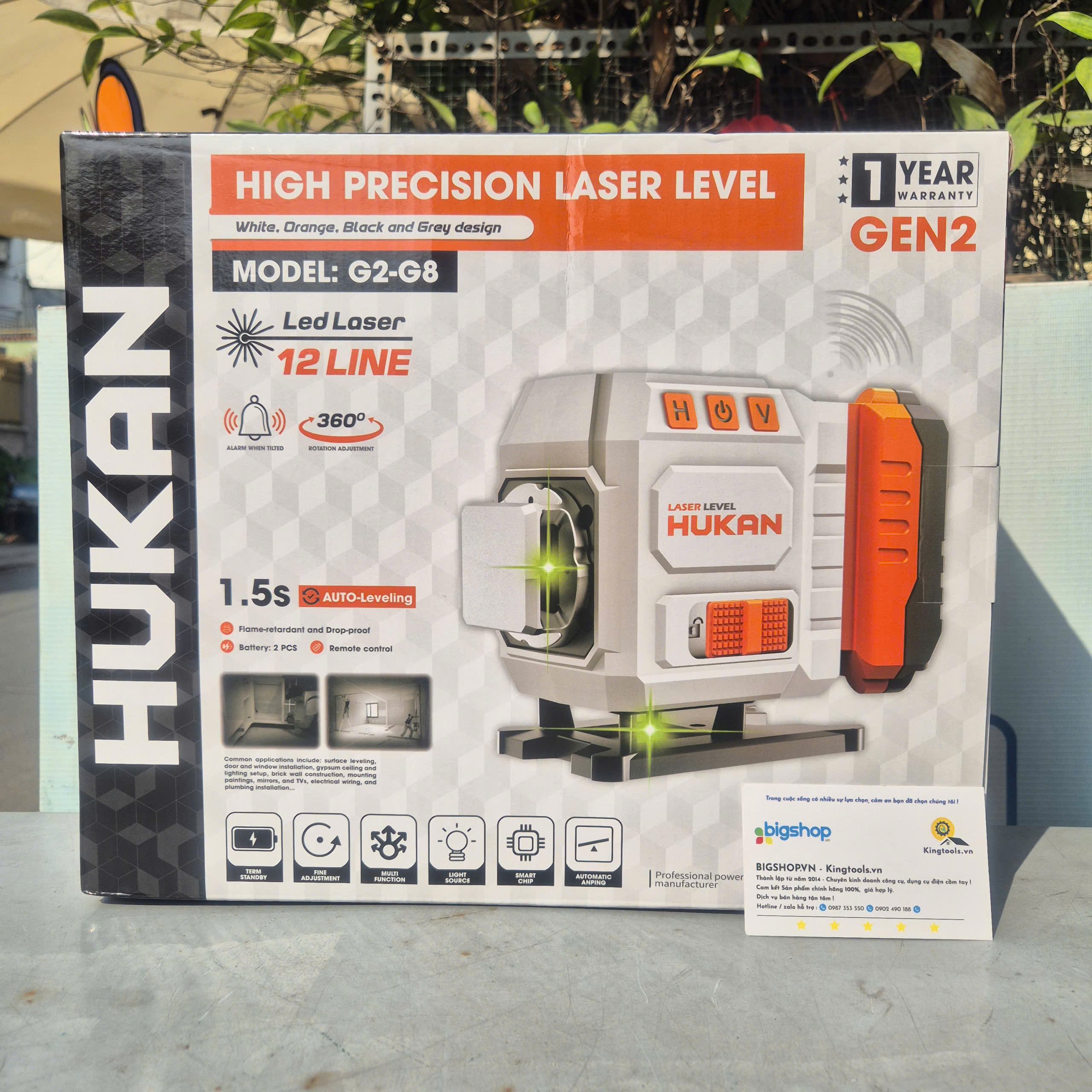 Máy cân bằng laser HUKAN GEN 2 G2-G8 – 12 tia xanh, ±2mm/10m