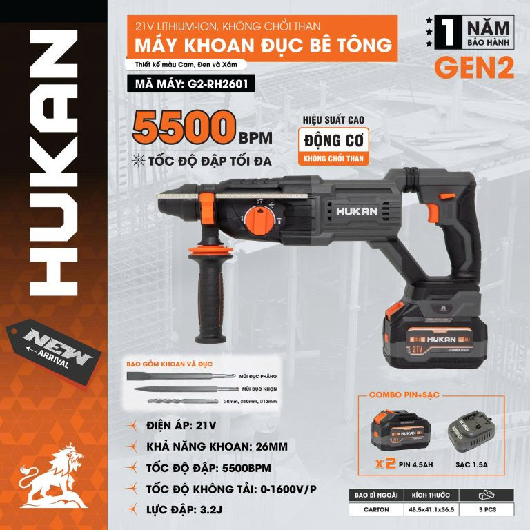 Máy khoan đục bê tông HUKAN G2-RH2601