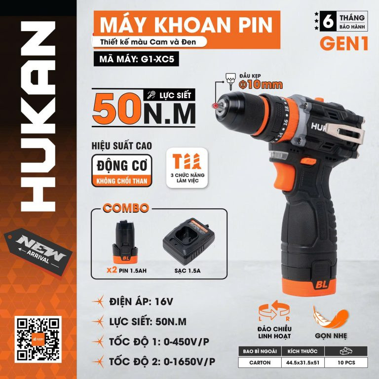 Máy Khoan Pin HUKAN G1-XC5 (GEN 1)