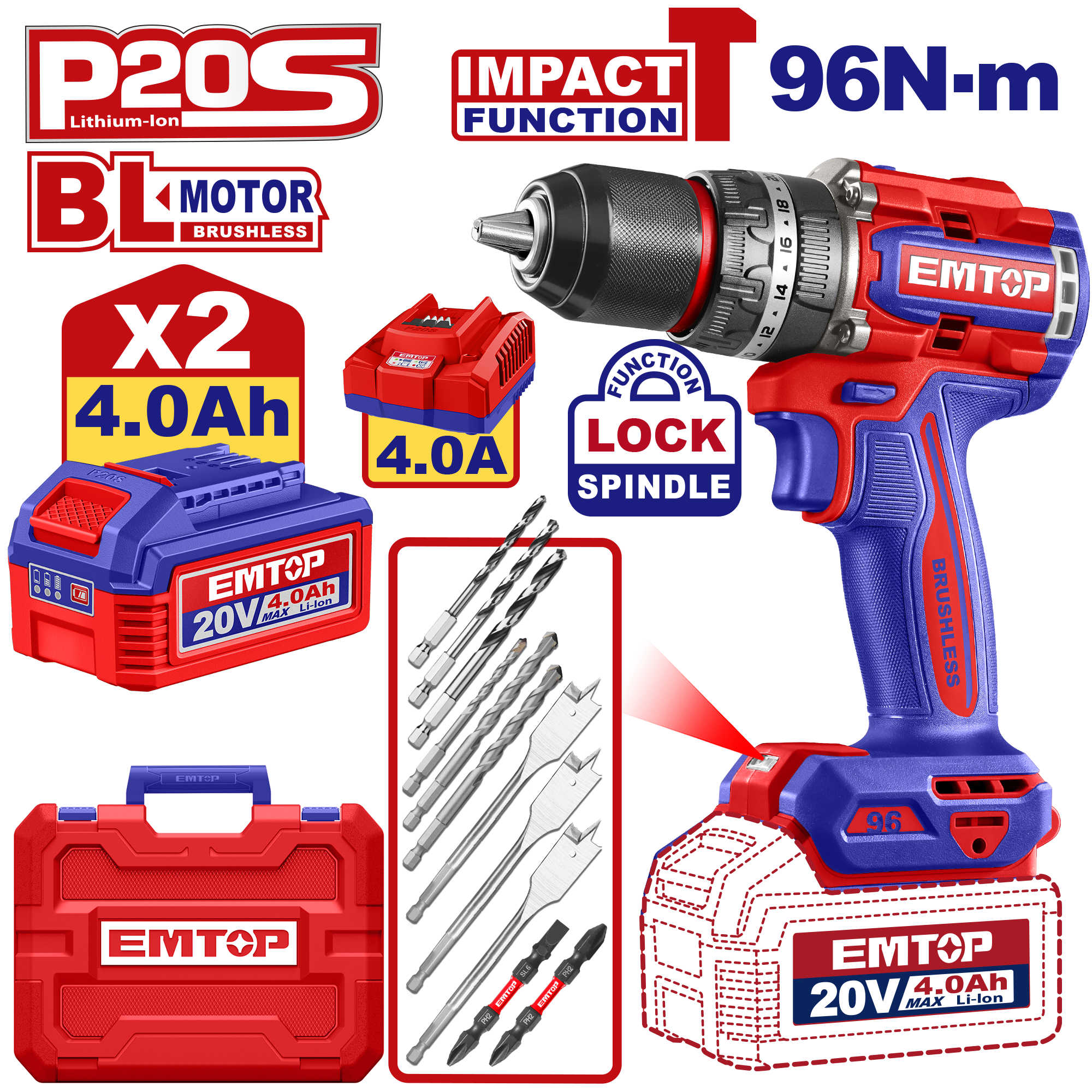 Bộ máy khoan pin động lực 13mm ECIDL20968