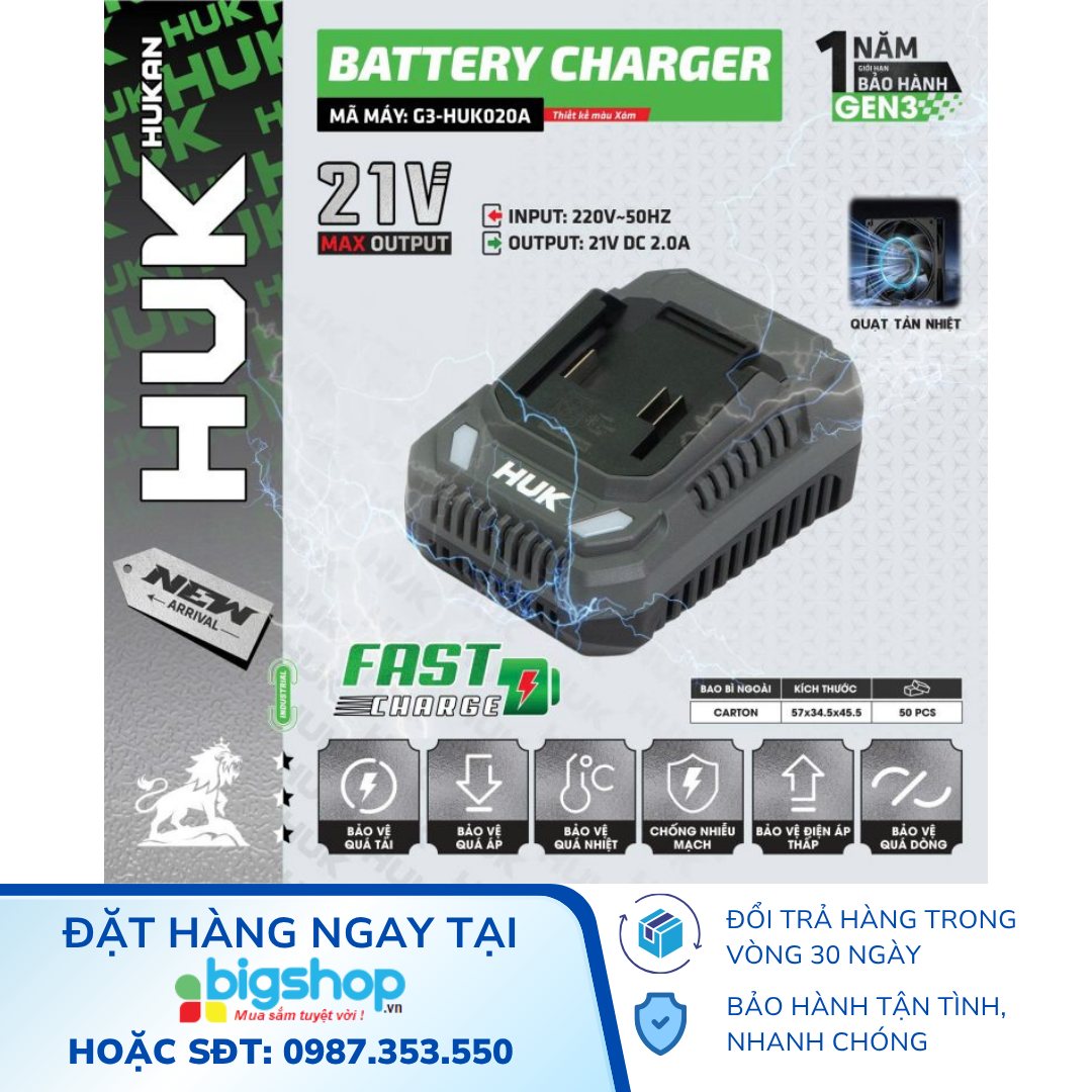 Sạc pin nhanh 2.0Ah HUKAN G3-HUK020A (GEN 3) 