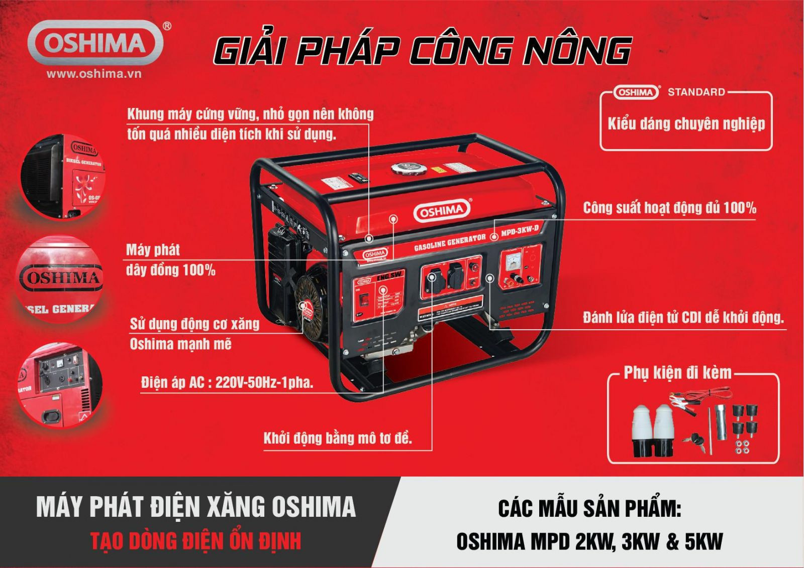 Máy phát điện Oshima MPD-5KW chạy xăng