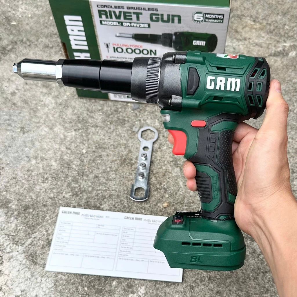 Máy rút đinh rive Greek Man GR-RIV315 không chổi than 21V – Lực rút 10.000N