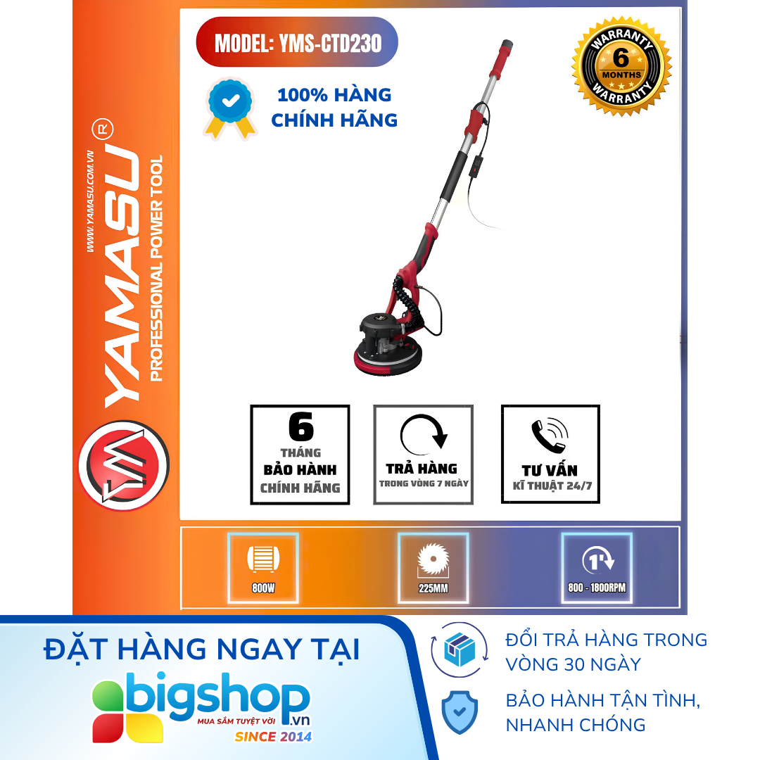 Máy chà tường cầm tay YAMASU YMS-CTD230 (Cán dài, 800W)