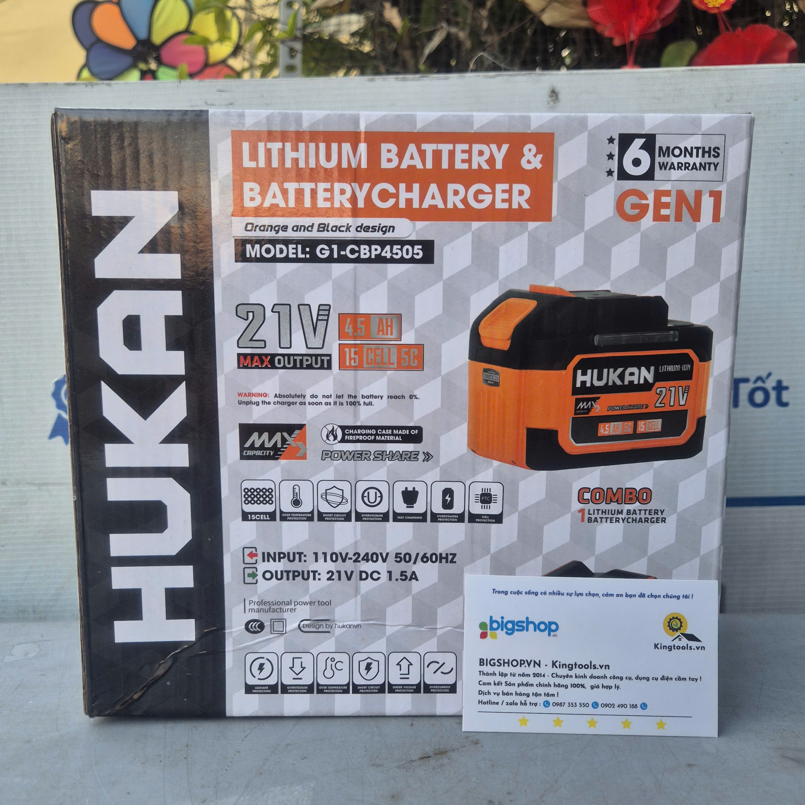 Bộ pin 4.5Ah 15Cells + 1 sạc 1.5Ah HUKAN G1-CBP4505
