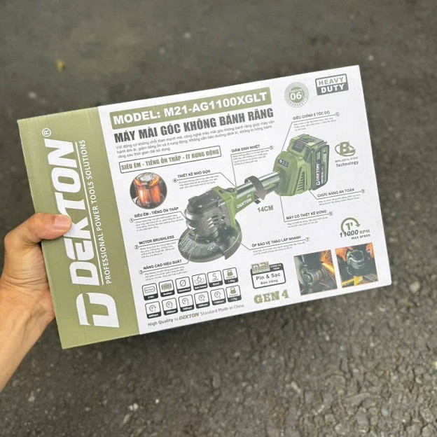 Máy Mài Góc Không Bánh Răng Dekton M21-AG1100XGLT, 21V, Lưỡi 100mm