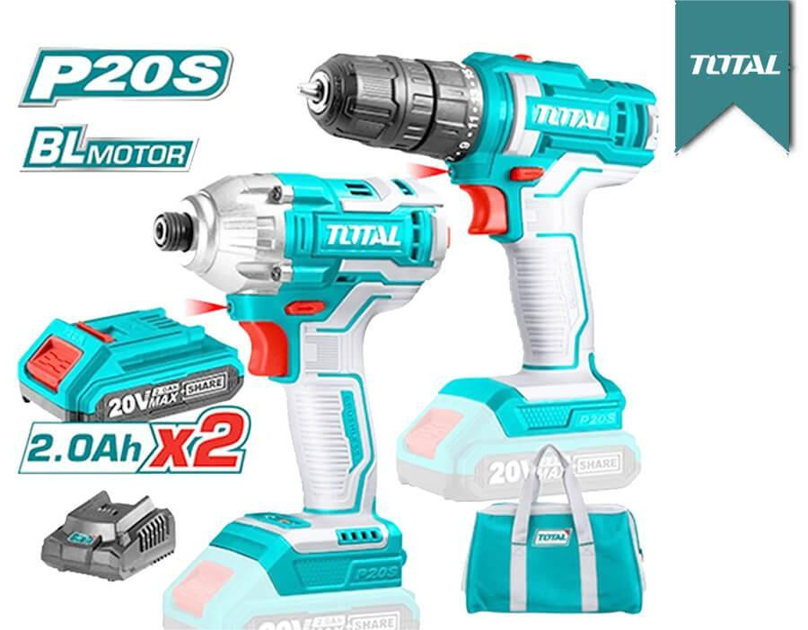 Bộ combo máy khoan TDLI16681 & máy siết vít TIRLI16171 không chổi than dùng pin 16V Hãng Total TOSLI240968