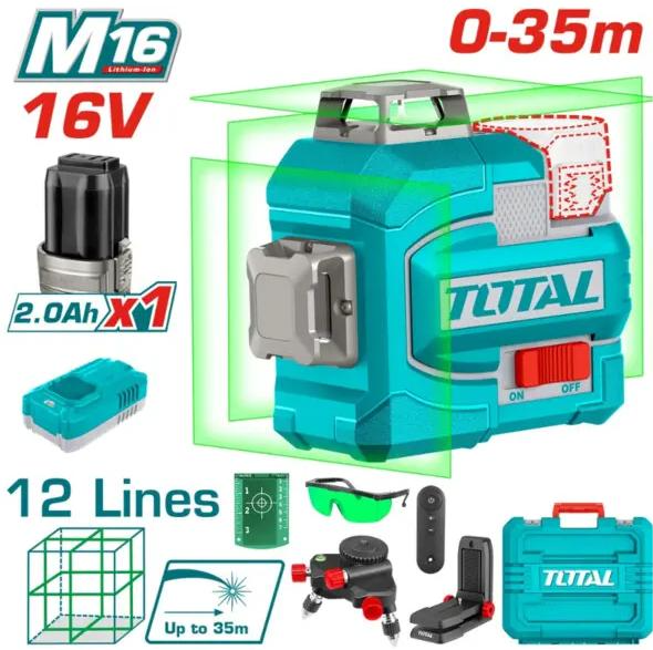 Máy đo mức cân bằng tia laser xanh 3D dùng pin 16V TLL301201