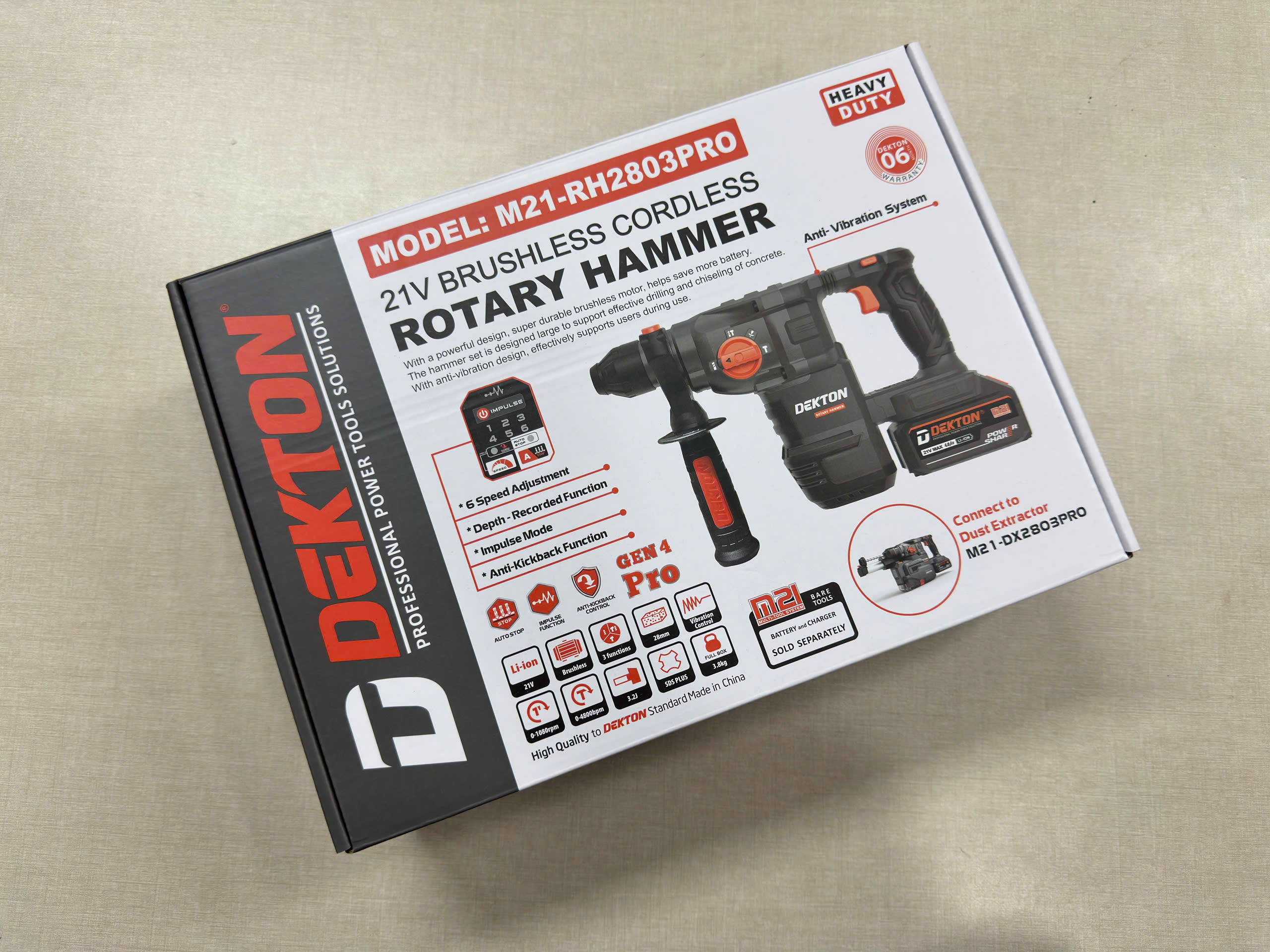 Máy Khoan Đục 3 Chức Năng DEKTON M21-RH2803PRO – 21V, Brushless
