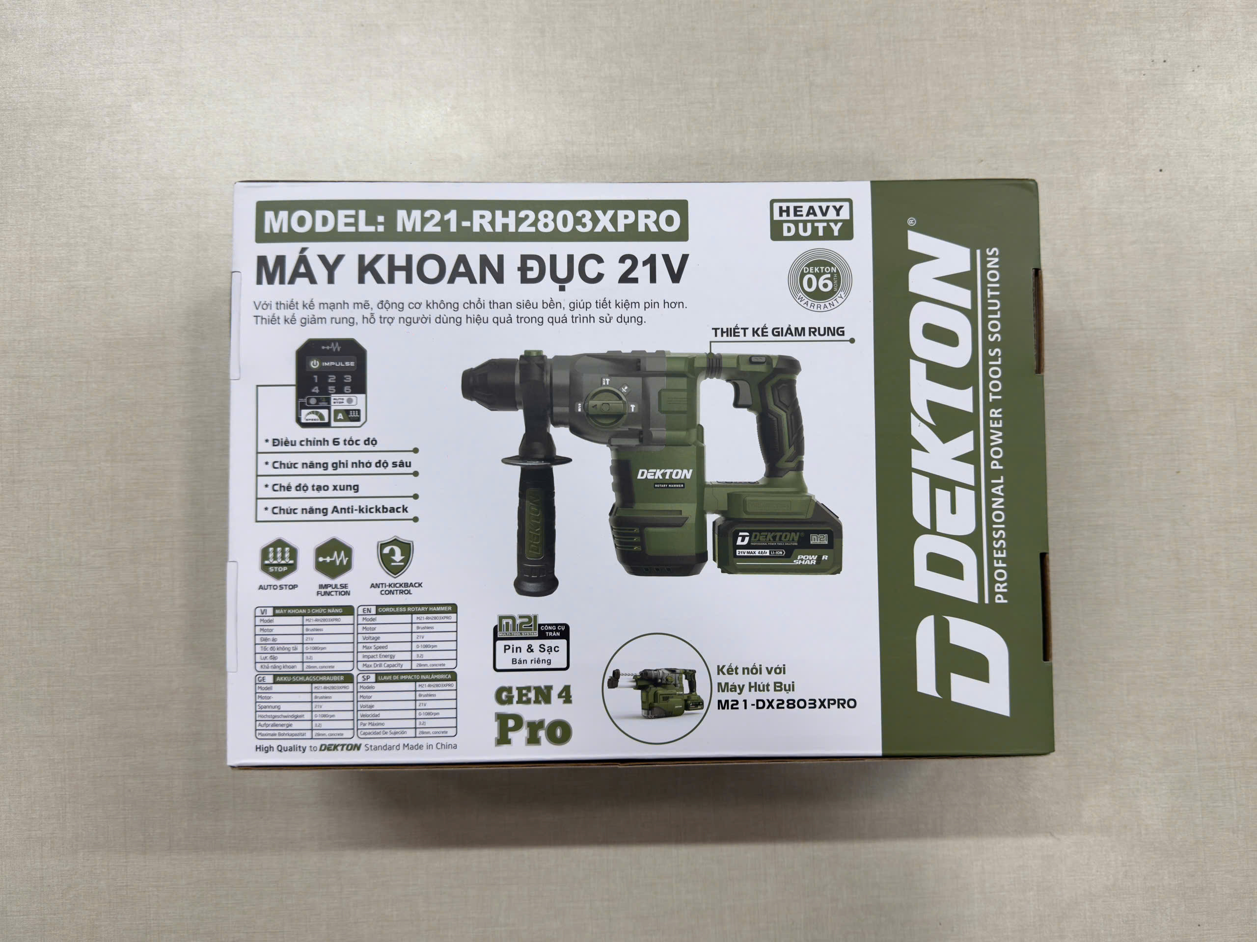 Máy Khoan Đục 3 Chức Năng DEKTON M21-RH2803XPRO – 21V, Brushless